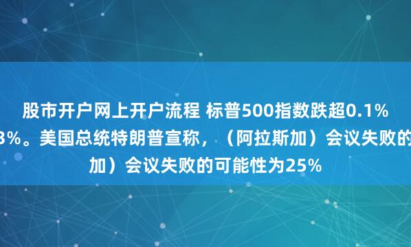 股市开户网上开户流程 标普500指数跌超0.1%，道指跌超0.3%。美国总统特朗普宣称，（阿拉斯加）会议失败的可能性为25%